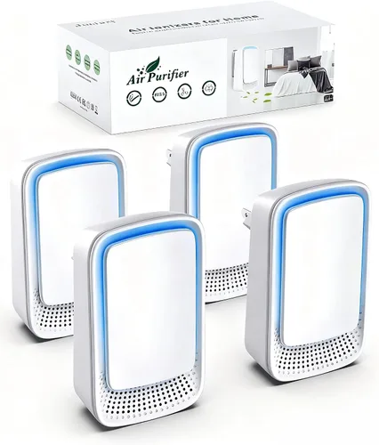 Miniatura 8 de Ionizadores de aire para el hogar (paquete de 3), generador de iones negativos, ambientador silencioso para dormitorio, oficina, cocina, filtro