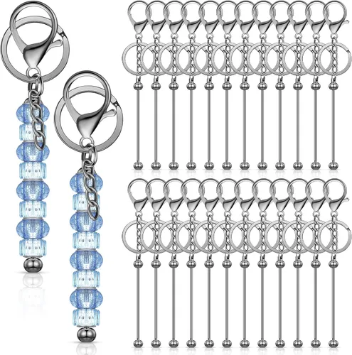Miniatura 9 de Tondiamo 24 piezas de barras de llavero con cuentas a granel para kit de fabricación de llaveros, regalos para mujeres y hombres, manualidades DIY