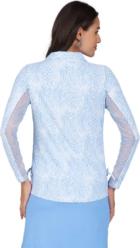 Miniatura 7 de IBKUL Athleisure Wear 48539 - Polo de manga larga con protección solar UPF 50+ Icefil Cooling Tech Alena Print ajustable