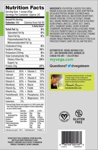 Miniatura 4 de Vega - Proteína vegetal en polvo de reemplazo alimenticio, orgánica, VEG00556, Original, Original, 1
