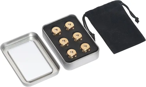 Miniatura 3 de Dados de latón de metal de 6 caras con caja de metal de regalo y bolsa portátil, 6 dados de latón macizo para mesas, juegos de mesa, póquer, fiesta