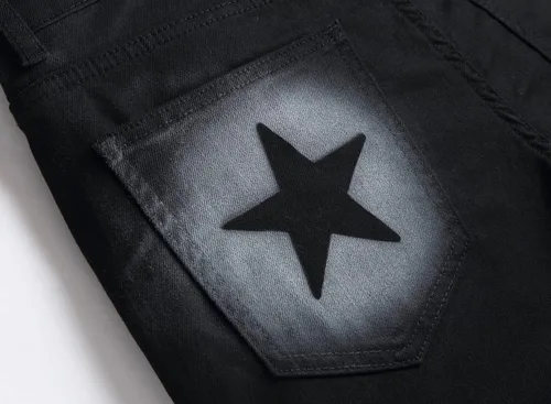 Miniatura 206 de Baylvn - Pantalones de mezclilla entallados y estampados para hombre con corte recto
