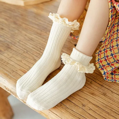 Miniatura 6 de Calcetines vintage de encaje al tobillo con volantes para niñas pequeñas