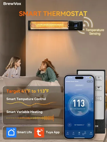 Miniatura 3 de Calentador eléctrico infrarrojo de carbono para patio al aire libre con termostatos, control inteligente por aplicación con control remoto