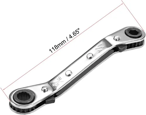 Miniatura 2 de uxcell Llave de trinquete reversible, extremo de caja doble de 1/4 pulgadas x 5/16 pulgadas, Cr-V