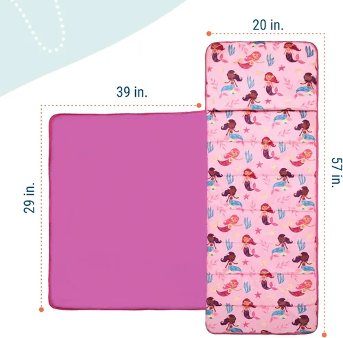 Miniatura 5 de Wildkin Tapete para siesta de terciopelo para niñas – Tapete suave y acogedor para dormir con manta integrada para guardería, preescolar, jardín