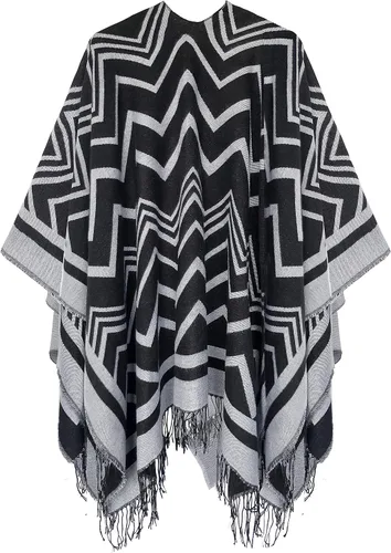 Miniatura 25 de Urban CoCo Poncho vintage de invierno para mujer, capa con borlas, chal envolvente