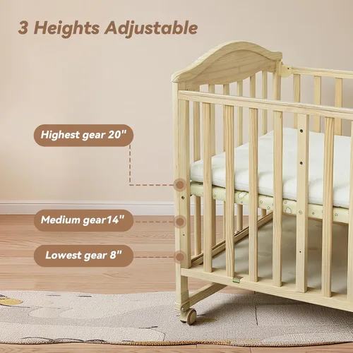 Miniatura 5 de Flwrgirl Cuna Mini Portátil para Bebé - Cunas para Bebes con Estante Cambiador y Colchón Incluido, Moisés para Bebé de Madera con Ruedas 2025