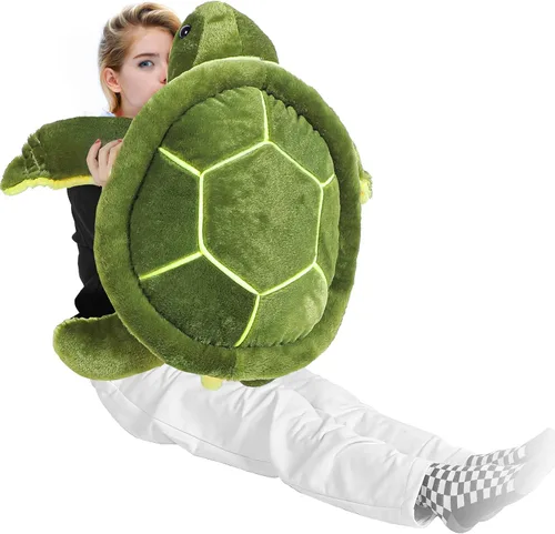 Miniatura 9 de Civaner Animales de peluche grandes de tortuga marina verde, juguetes de felpa suave y gigante, almohada corporal de tortuga oceánica, muñeca