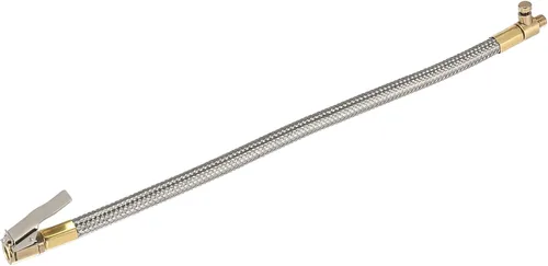 Miniatura 9 de X AUTOHAUX Flexible acero inoxidable 59.1 in 59" válvula de neumático conectar tubería de aire Chuck inflador compresor bomba manguera de extensión