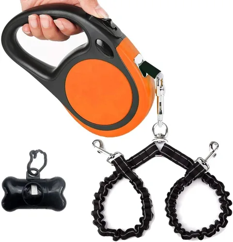 Miniatura 6 de Correa retráctil doble para perros de raza pequeña (hasta 44 libras cada una) – Correa extensible de doble cabeza de 16 pies para mascotas
