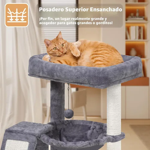 Miniatura 5 de YOUPET Árbol para gatos con poste para rascar para gatos de interior, torre para gatos con tablero para rascar y pelotas de juguete, torre de árbol