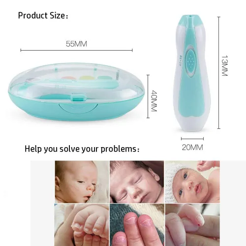 Miniatura 8 de Lima eléctrica de uñas para bebés con luz, 6 cabezales de molienda, kit de cortaúñas seguro para bebés recién nacidos y niños pequeños, dedos