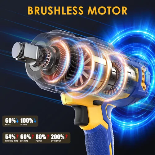 Miniatura 3 de Llave de impacto inalámbrica compatible con batería DEWALT de 20 V MAX, destornillador de impacto de alto par sin escobillas de 3/4 pulgadas, 1850
