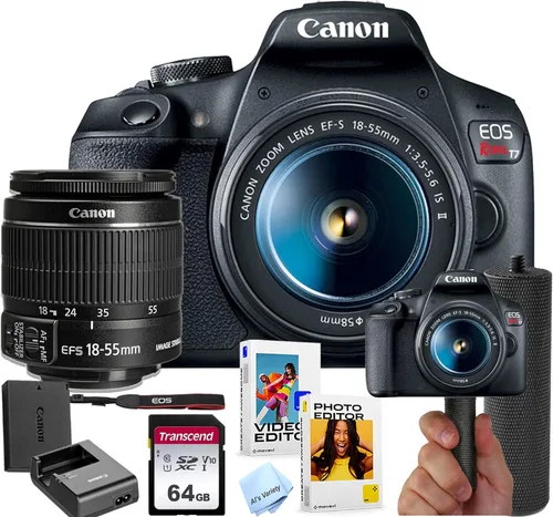 Canon Paquete de cámara DSLR EOS Rebel T7 con lente Canon EF-S 0.709-2.165 in f/3.5-5.6 is II + memoria de 64 GB + agarre estabilizador + paquete de