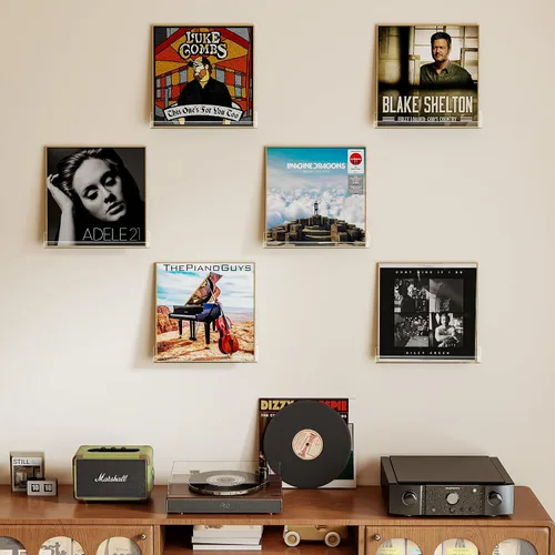 Miniatura 7 de Laurensory Estante para Discos de Vinilo de Montaje en Pared, Soporte Expositor de Álbumes de Acrílico Transparente de 12 Pulgadas, Estantes