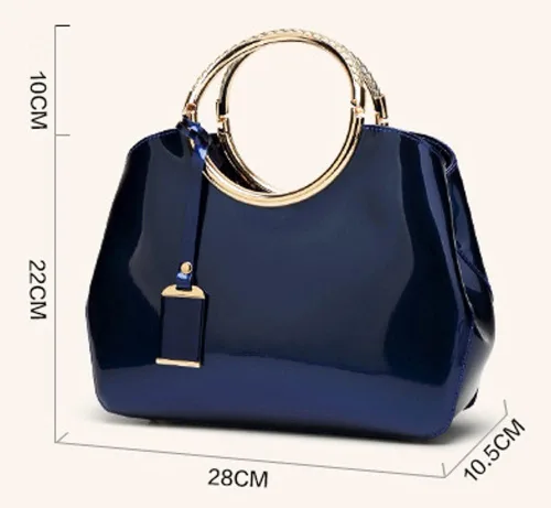Miniatura 7 de Bolso cruzado de cuero lacado brillante para mujer, elegante bolso de noche, bolso de mano retro para fiesta de graduación
