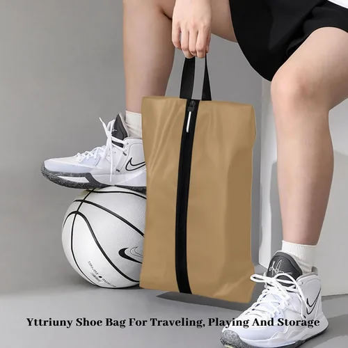 Miniatura 2 de Shoe Bag Water-Resistant, Travel Friendly Golf Shoe Bag with Zipper for Sports Ideal for Gym,Spikes,Golf,Tennis (Beige, 1-Pack)