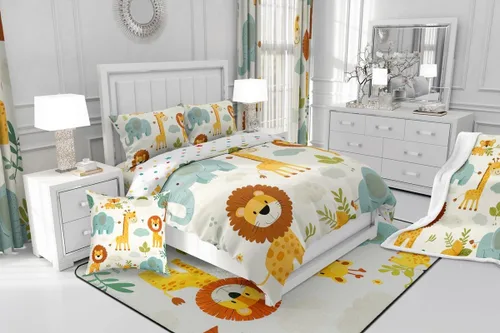 Miniatura 8 de Feelyou Juego de edredón de animales de la selva para todas las estaciones, juego de ropa de cama con 1 funda de almohada de microfibra de elefante