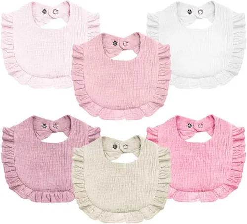 Miniatura 8 de Baberos de muselina para bebé, 6 baberos bandana para baba y dentición, algodón suave y absorbente para recién nacido