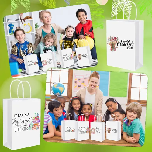 Miniatura 5 de Fumete 24 bolsas de regalo para profesores de fin de año con asa, bolsas de regalo de fiesta de agradecimiento, paquete de regalo para el mejor
