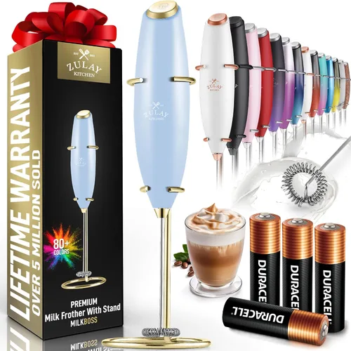 Miniatura 164 de Zulay Milk Boss Espumador de leche potente manual, hace espuma para latte, batidor para mezclar bebidas, café, miniespumador para capuchino, frappé