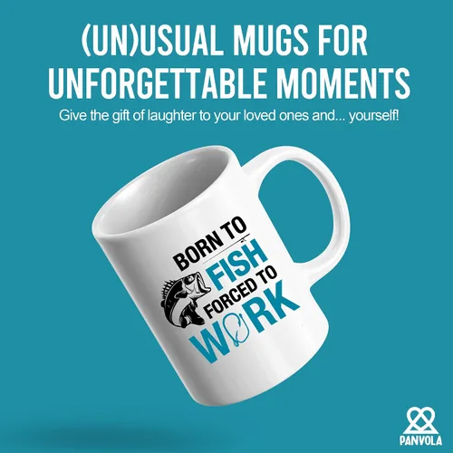 Miniatura 2 de Taza de pescador con texto en inglés "Born To Fish Forced To Work", regalos de pesca para marido, papá, abuelo, novio, café, tazas de cerámica, 11