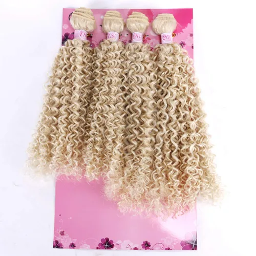 Miniatura 13 de FRELYN Rizado pelo rizado paquetes de armadura de pelo sintético paquetes 18 18 20 20 pulgadas 4 piezas/paquete color negro tejido rápido coser