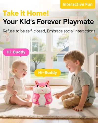 Miniatura 2 de TWORIVER - Juguete de hámster parlante, repite lo que dices, juguete de peluche interactivo para niños pequeños, juguete de aprendizaje que imita