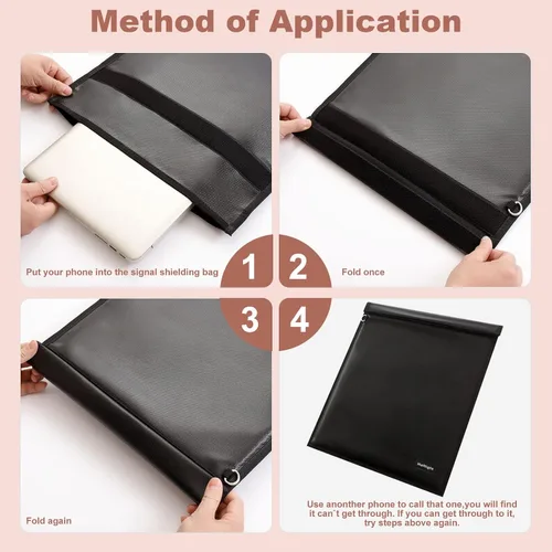 Miniatura 6 de Faraday - Paquete de 4 bolsas Faraday para portátiles y teléfonos, jaula Faraday para protección antirrobo y seguimiento, bolsas bloqueadoras