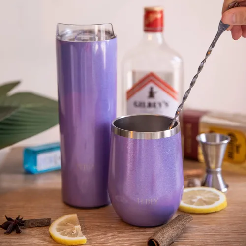 Miniatura 6 de THILY T2 Vaso de vino de acero inoxidable aislado – Juego de copas de vino sin tallo con triple aislamiento de viaje con tapa hermética y popote
