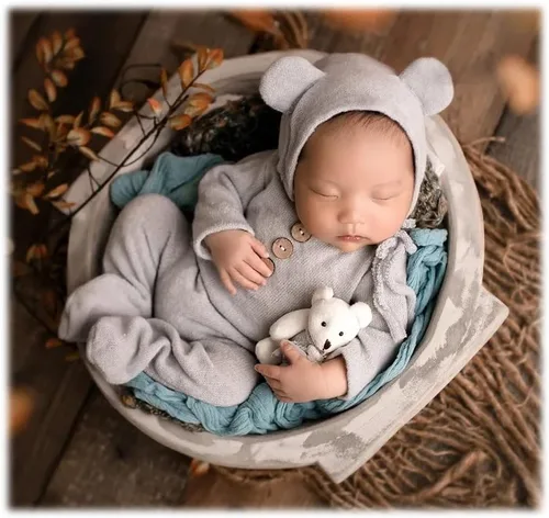 Miniatura 4 de Zeroest Traje de fotografía para recién nacido, accesorios para sesión de fotos de bebé, accesorios de oso para fotos de bebé recién nacido, Azul