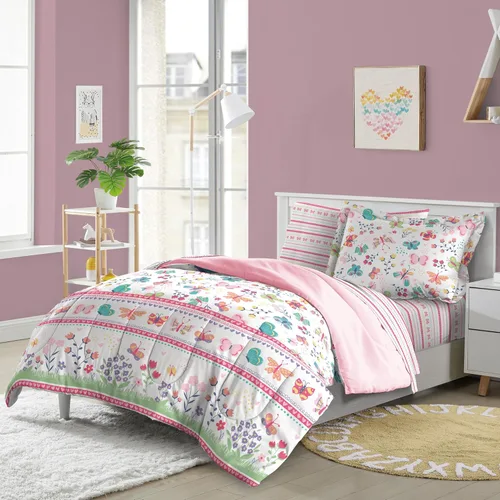 Miniatura 22 de dream FACTORY - Juego de edredón de microfibra ultrasuave para niñas, color rosa, tamaño individual, diseño de princesa mágica Princesa Mágica Rosa