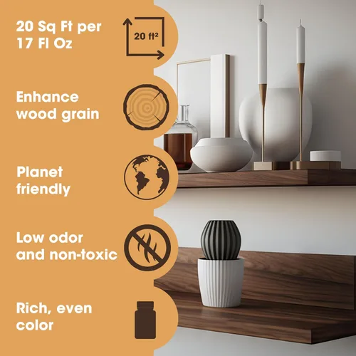 Miniatura 6 de Furniture Clinic - Tinte para madera de base acuosa Palisandro Secado rápido, bajo olor y no tóxico para muebles de interior y exterior y más