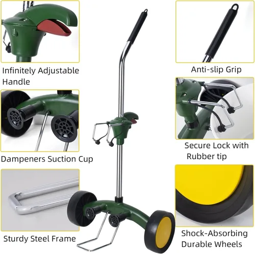 Miniatura 4 de Carrito para Plantas Rodante con Ruedas Resistente, Brazo de Agarre Ajustable Rodillos para Plantas de Exterior, Se Adapta a Macetas de 8" a 30