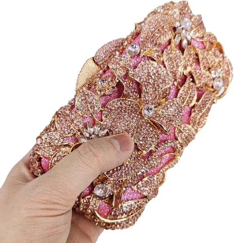 Miniatura 7 de Boutique De FGG Elegante flor mujer cristal noche embrague bolsos boda fiesta nupcial Rhinestone bolso monedero