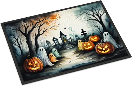 Miniatura 43 de Caroline's Treasures DAC2223MAT - Felpudo espeluznante de Halloween con gato negro de 18 x 27 pulgadas, tapete para puerta delantera