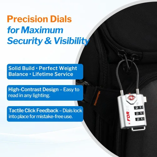 Miniatura 4 de Cerraduras para equipaje con cable aprobadas por la TSA, combinación reajustable con cuerpo de aleación, Moderno