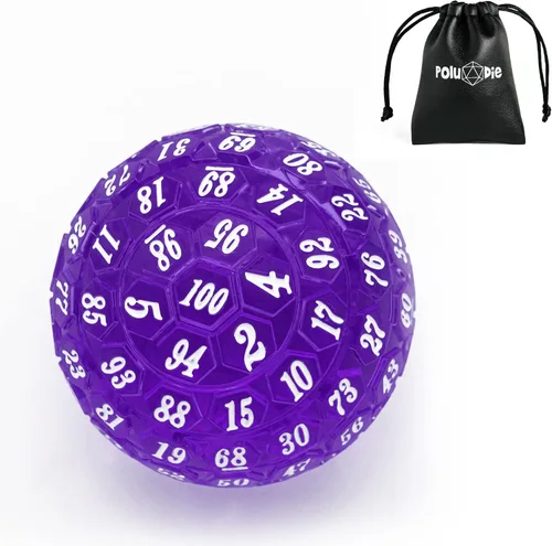 Miniatura 9 de Dados poliédricos de 100 caras, dados de juego individuales D100, cubo de 100 lados con bolsa negra, dado D100 de 1.890 in