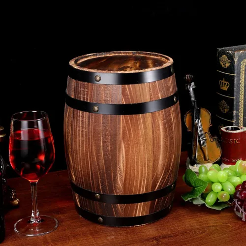 Miniatura 6 de Kichvoe - Mini adorno de madera para decoración de whisky Tabletop Carbonized Barrel No Paint, Vintage Rivet Decor, Not For Liquor Storage, Party
