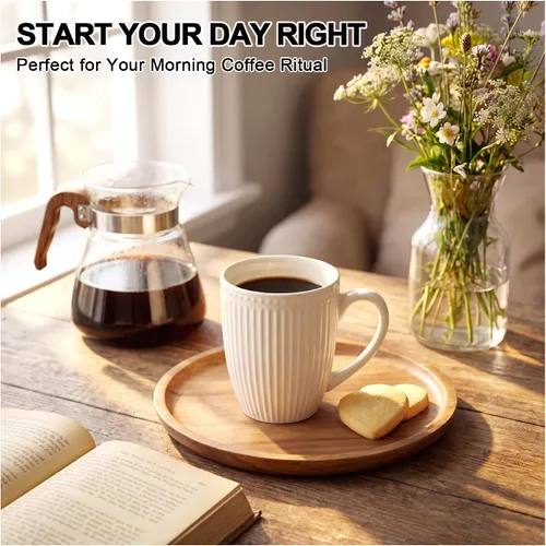 Miniatura 2 de Juego de tazas de café de cerámica blanca de 6 a 14 onzas con asa para café con leche, té caliente, capuchino, moca, cacao, microondas