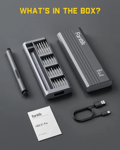 Miniatura 9 de Fanttik E1 Pro Mini destornillador eléctrico, juego de destornilladores de precisión con luz LED, 24 puntas magnéticas, máximo 3 N.m, almacenamiento