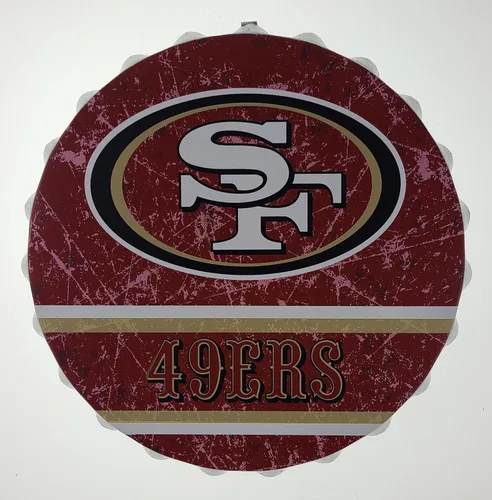 Miniatura 5 de NFL Team Logo Distressed Metal Hanging Wall Bottle Cap Sign