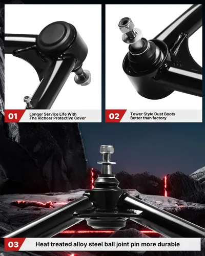 Miniatura 4 de Brazos de control delanteros superiores de 2-4" para Silverado 1500 Sierra 1500 de 1999-2006 con junta esférica, kit de suspensión de elevación