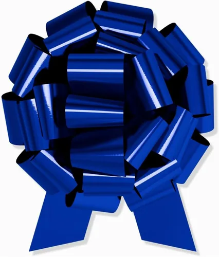 Lazo de regalo grande azul de 12 pulgadas, lazo metálico con cuerda de tirar perfecto para envolver regalos, grandes presentes, autos, bicicletas y