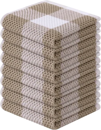 Miniatura 35 de Homaxy Paños de cocina 100% algodón, tejido gofre a cuadros, 12 x 12 pulgadas, toallas para platos súper suaves y absorbentes, de secado rápido