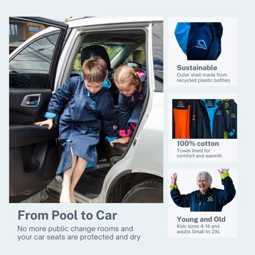 Miniatura 2 de AquaDash Parka de natación sostenibles, unisex, para adultos y jóvenes, extra larga, algodón natural, anteriormente grandes parkas de natación