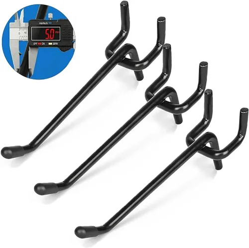 Miniatura 10 de Paquete de 80 ganchos para tablero de clavijas de 2/4/6/8 pulgadas, ganchos negros extra gruesos de 1/4 pulgadas para colgar, accesorios de tablero