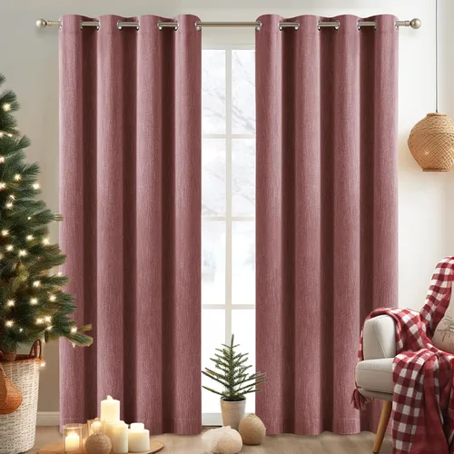 Miniatura 42 de Melodieux Elegantes cortinas opacas de algodón para oscurecer la habitación, para sala de estar, dormitorio, con aislamiento térmico, paneles