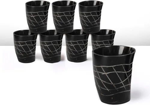 Miniatura 38 de Handicrafts Home Juego de 4 vasos de chupito hechos a mano, patrón entrecruzado de 6.5 onzas, chupitos de whisky vikingo naturales para cócteles